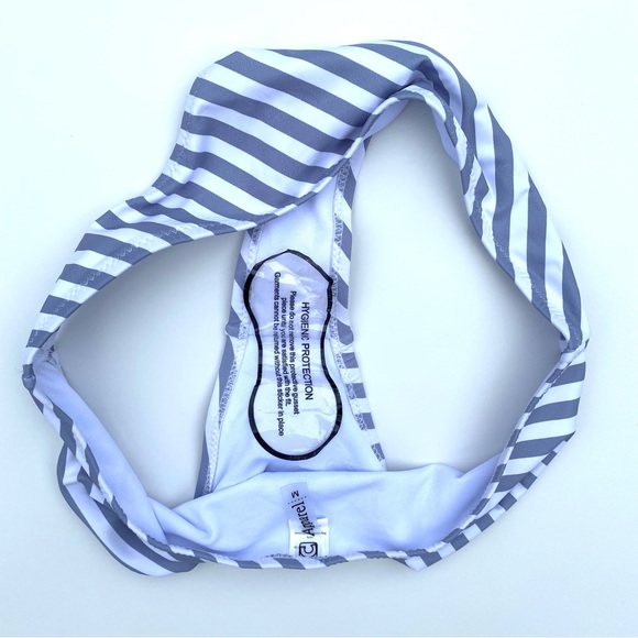 C Apparel Grey White Stripe Bikini Bottoms NWT - Picture 4 of 5